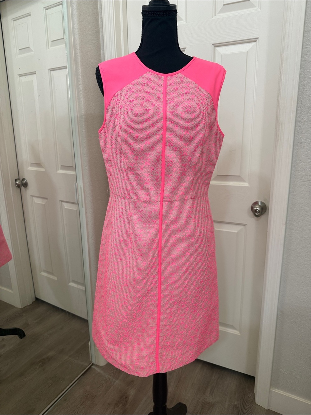 Shoshanna Neon Pink Textured Sheath Dress